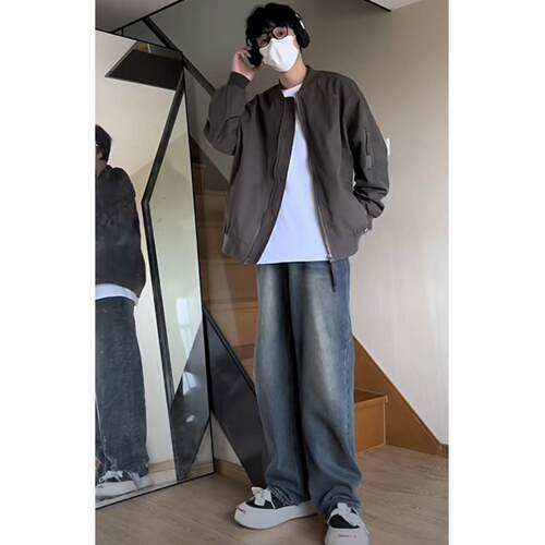 棒球领秋冬季宽松加棉刺绣夹克