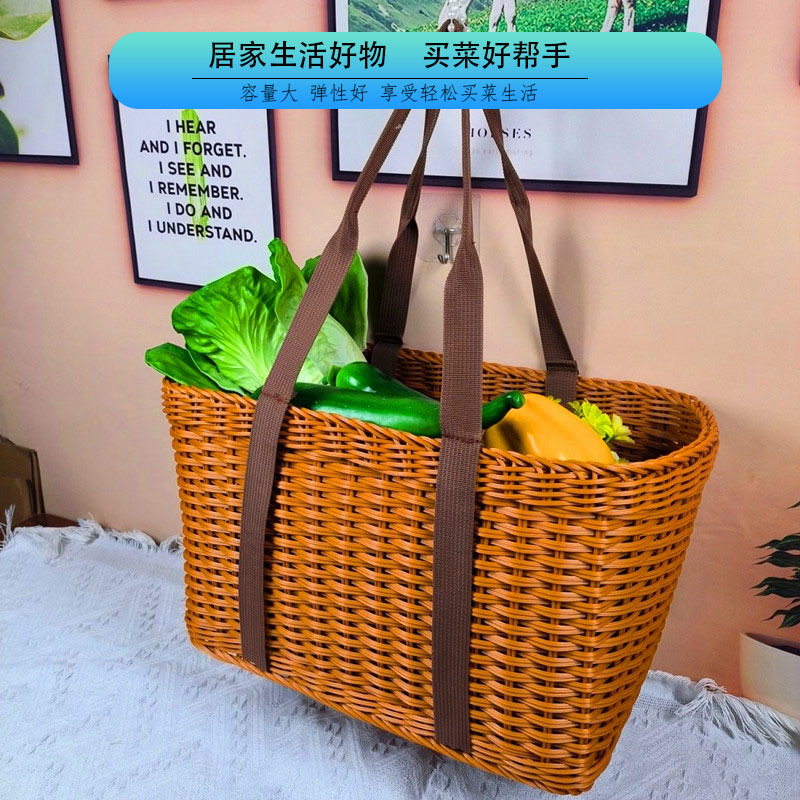 布带提手仿藤编织中秋包装盒篮子