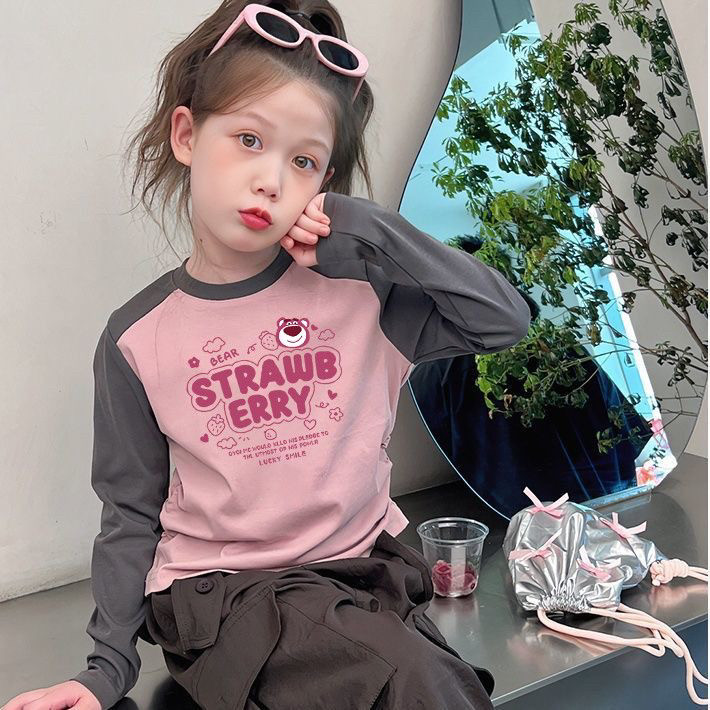 童装女童长袖T恤初高中学生打底拼色洋气春秋儿童上衣新款宝宝潮