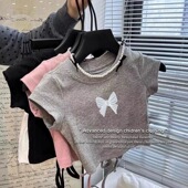 T恤女孩休闲薄款 2026夏季 中大童设计短袖 t恤露背小众百搭女童上衣