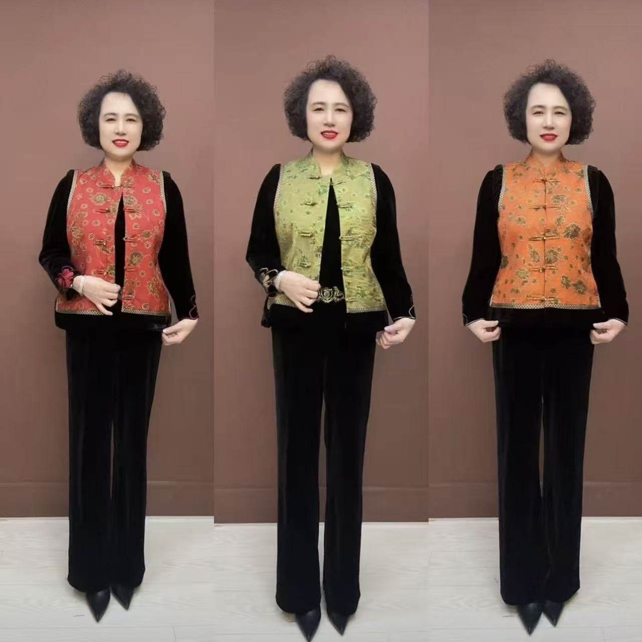 H-春装新款国风马甲中老年女装新中式复提花女款妈妈装无袖马夹,女装/女士精品,时尚套装,淘宝优惠券,粉丝福利购,淘宝优惠卷