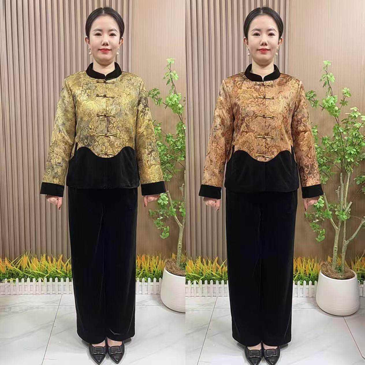819妈妈冬装国风棉服外套新款中老年女装加厚盘扣唐装棉袄