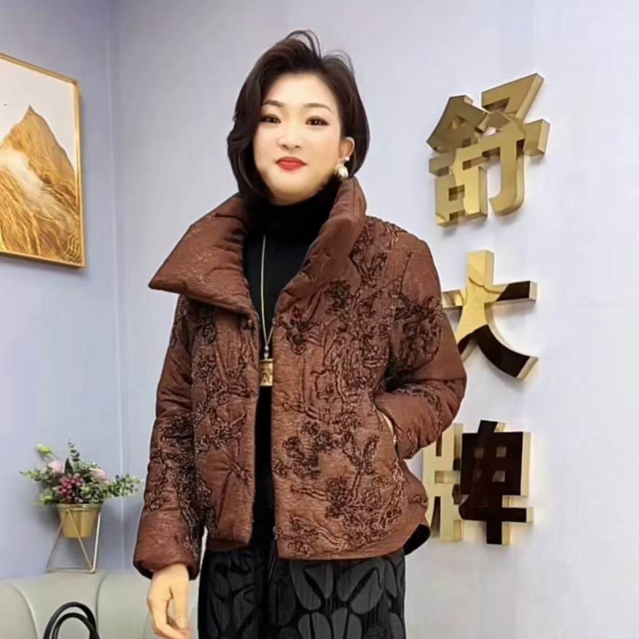 A2579-韩版简约休闲中老年妈妈装加厚保暖长袖时尚提花棉服,女装/女士精品,时尚套装,淘宝优惠券,粉丝福利购,淘宝优惠卷