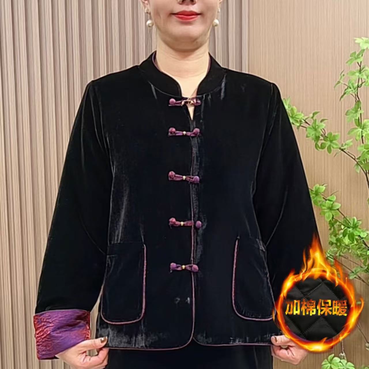2577妈妈冬装国风棉服外套新款中老年秋冬加厚保暖新中式棉袄