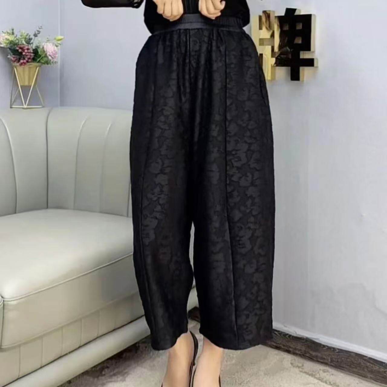 DG24-110妈妈装秋季新款女裤中老年大码女装时尚烫金休闲裤