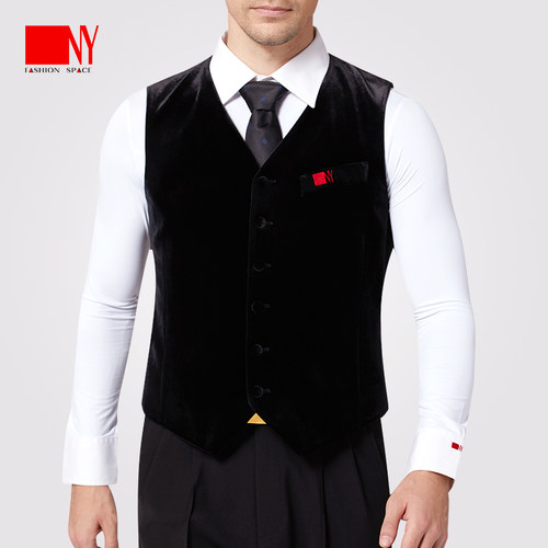 舞蹈服单排丝绒马甲舞服男练功服