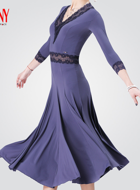 NY纳艺舞蹈裙摩登舞比赛裙国标舞蕾丝连衣裙华尔兹探戈舞裙16139S