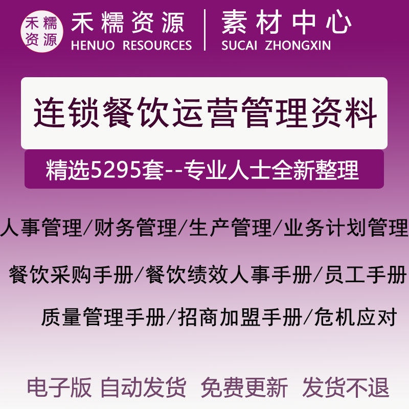 品牌连锁餐饮企业运营管理资料财务管理毛利分析人事管理食品安全