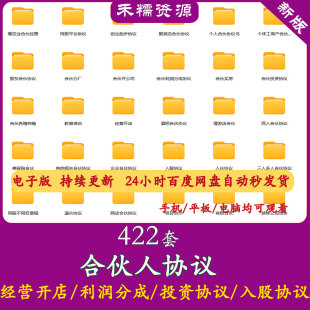 合伙人协议书范本股权合作公司模板投资开店入股分红股权分配协议