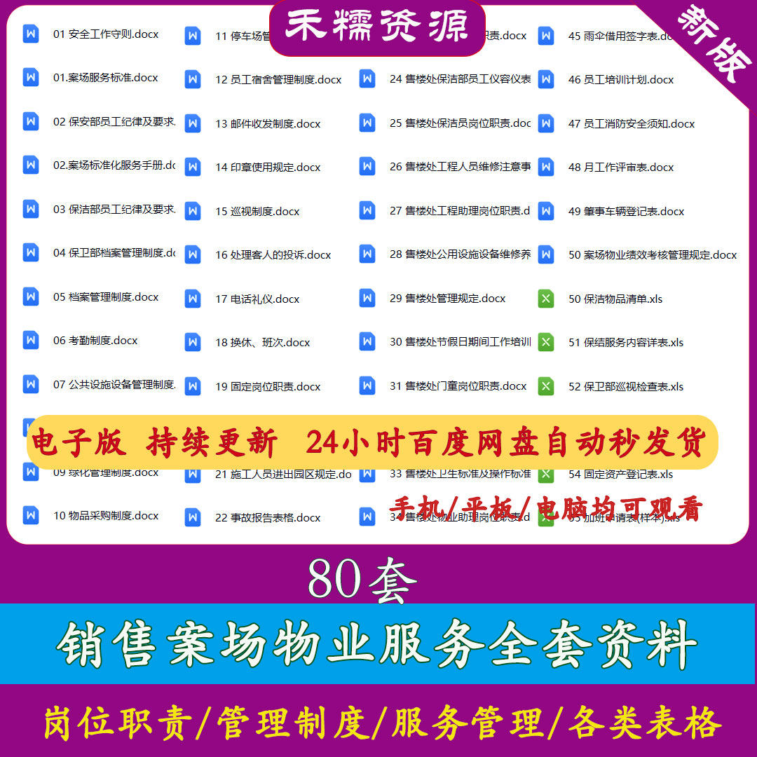 销售案场物业服务全套销售案场岗位职责案场标准化手册服务标准