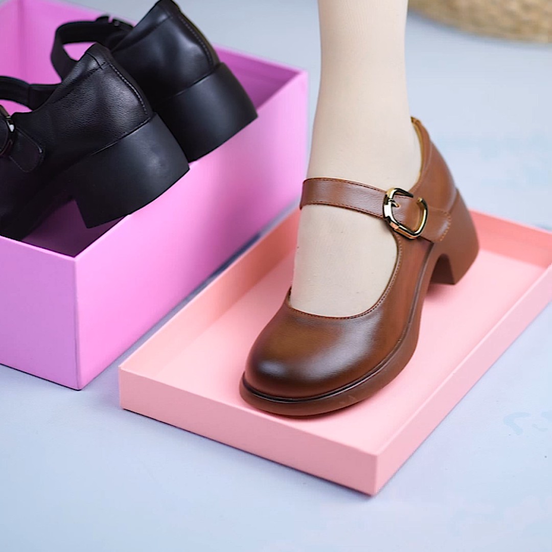 玛丽珍女鞋真皮春夏新款粗跟软底单鞋女英伦风浅口厚底百搭小皮鞋,女鞋,浅口单鞋,淘宝优惠券,粉丝福利购,淘宝优惠卷
