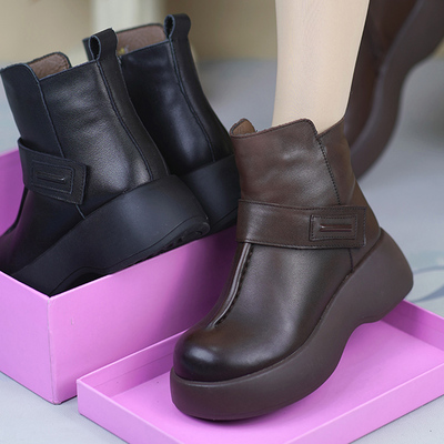 纯羊毛橡胶发泡纯牛皮马丁靴