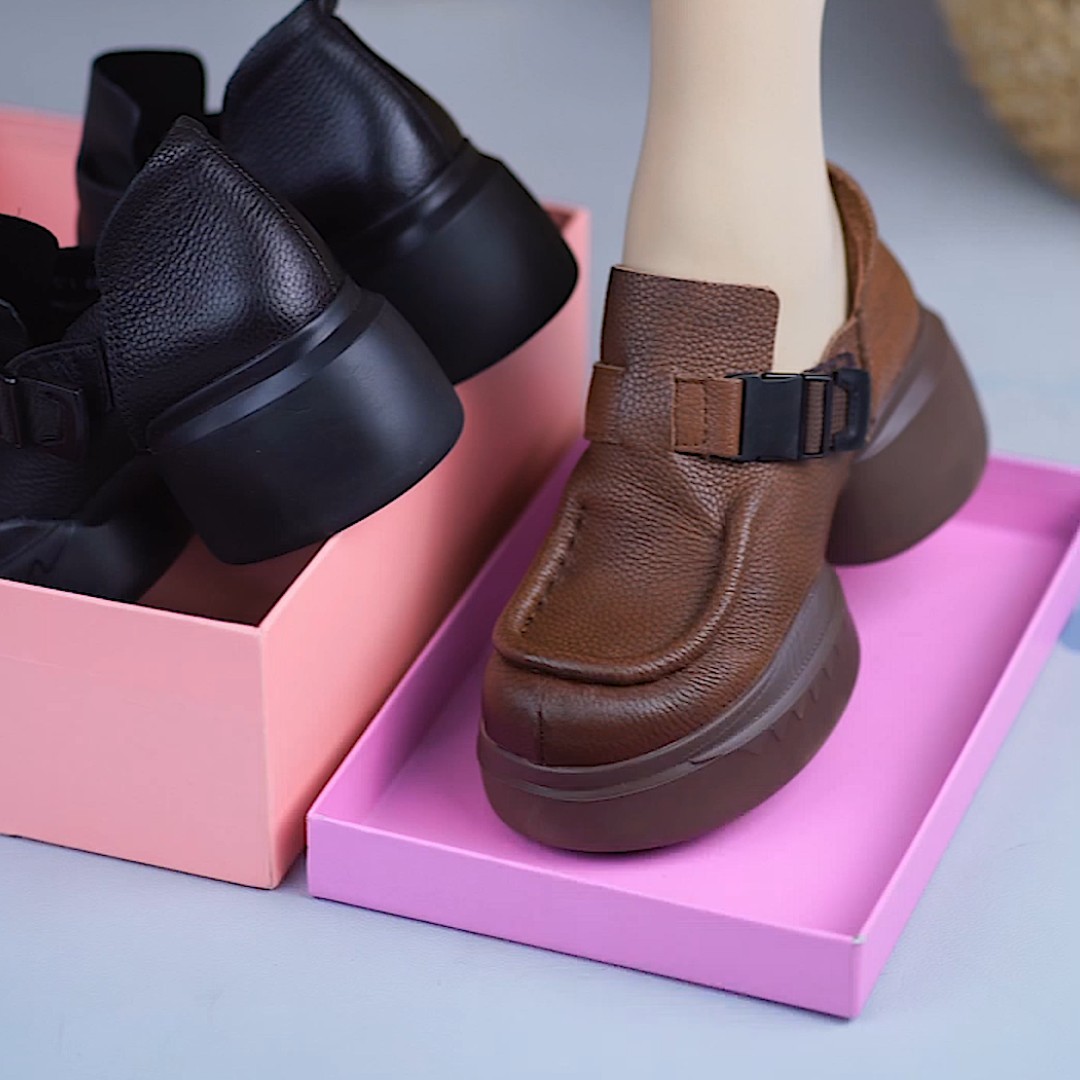 头层牛皮2025春秋高跟新款单鞋厚底圆头乐福鞋粗跟真皮复古手工鞋,女鞋,深口单鞋,淘宝优惠券,粉丝福利购,淘宝优惠卷