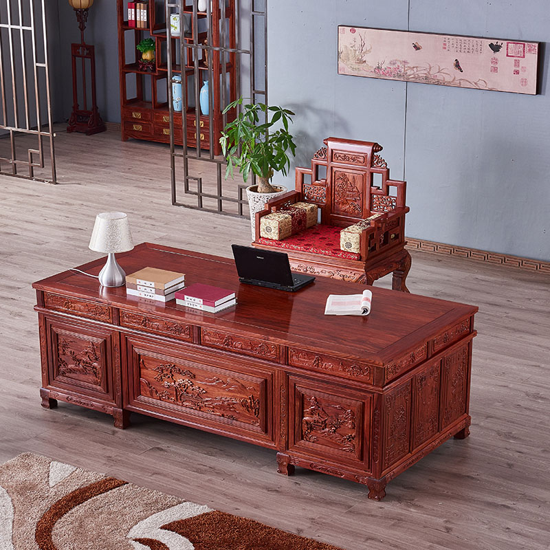 红木办公桌椅组合刺猬紫檀书桌老板桌实木中式写字台花梨木办公台