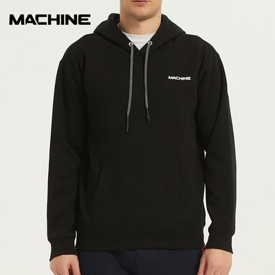 machine连帽黑色套头卫衣