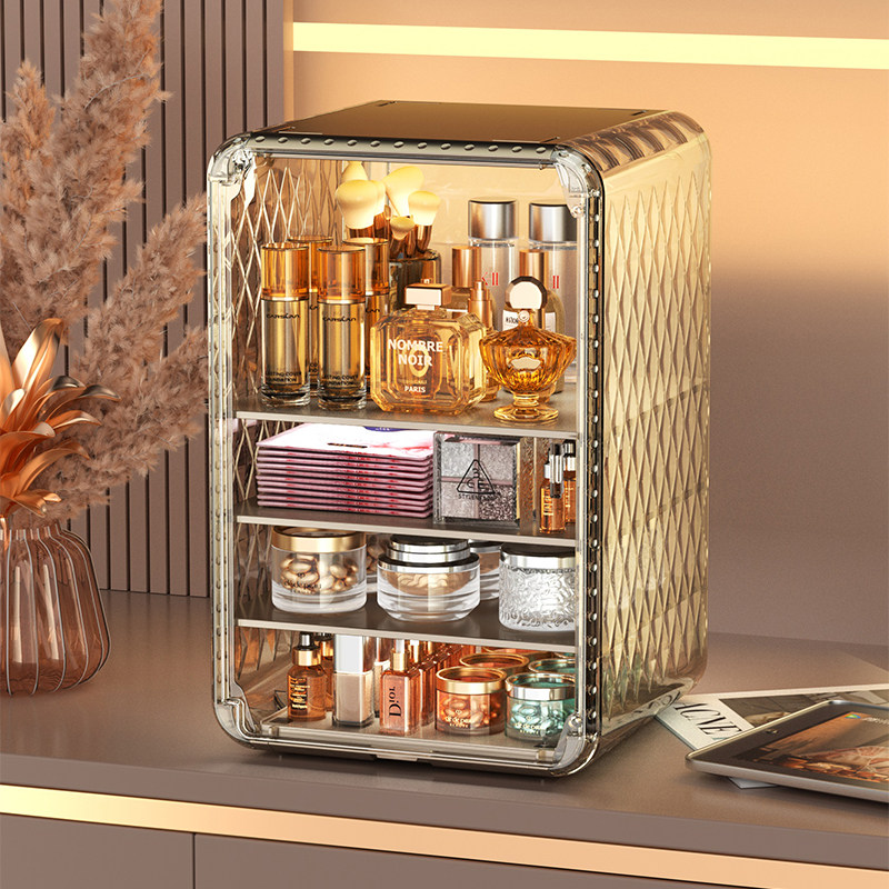 高级化妆品收纳盒梳妆台护肤品置物架亚克力整理盒桌面防尘化妆箱