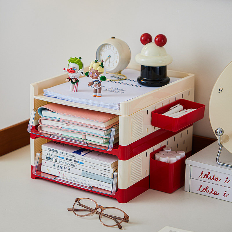 书桌办公桌桌面抽屉式收纳洞洞板置物架文件杂物分隔整理盒收纳盒