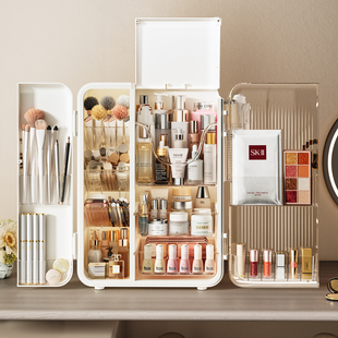 化妆品收纳盒桌面高级感透明带盖化妆刷收纳筒梳妆台置物架抽屉式