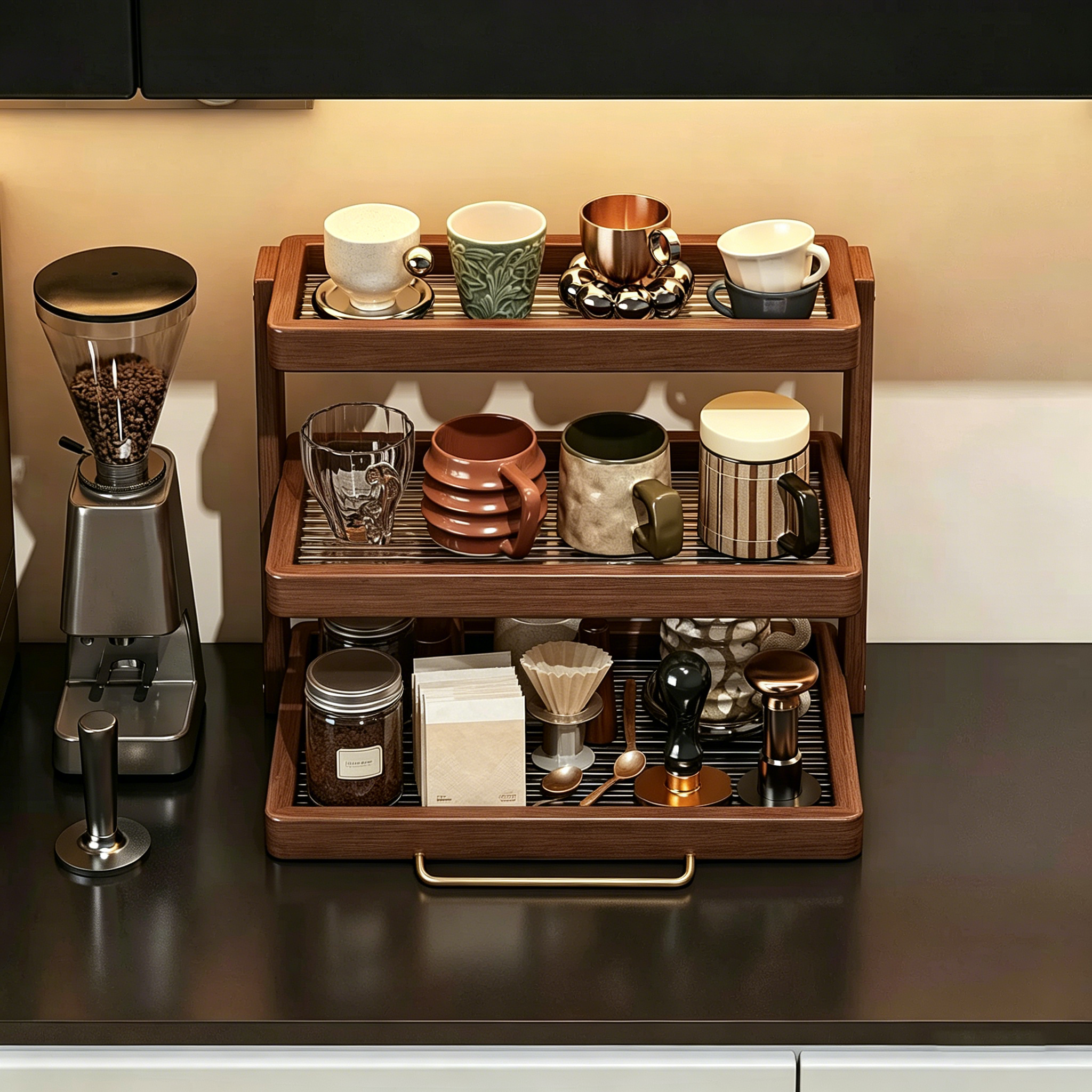 实木杯架桌面水杯茶杯茶具收纳架子餐桌咖啡杯子收纳置物架餐边柜