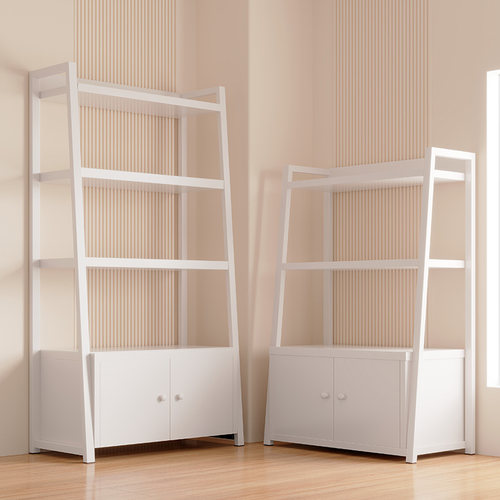 梯形置物架落地货架展示柜化妆品收纳架子储物架多层柜子带柜门