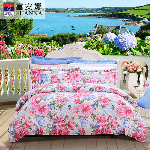富安娜全棉婚庆床单被套四件套