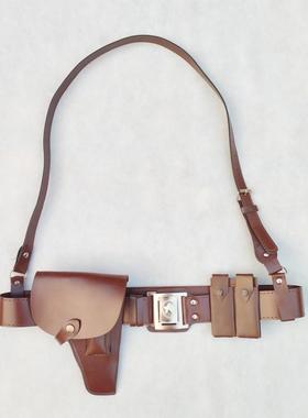 民国武装带斜挎皮带军官腰带军阀枪套式背带毛瑟勃朗宁影视道具