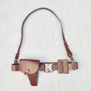 民国武装带斜挎皮带军官腰带军阀枪套式背带毛瑟勃朗宁影视道具