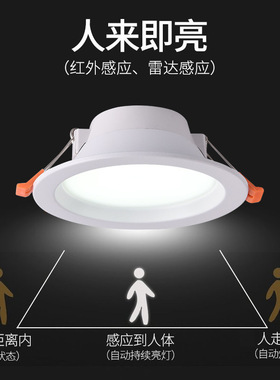 led人体感应筒灯红外线声控声光控led筒灯应急筒灯