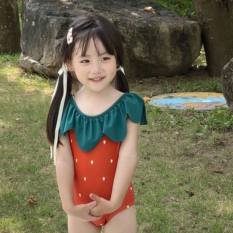 韩版女童泳衣夏季儿童泳衣2025拼色速干中小童假日游泳套装