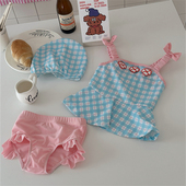 儿童宝宝吊带分体泳衣洋气中小童度假泳装 女童温泉游泳戏水套装