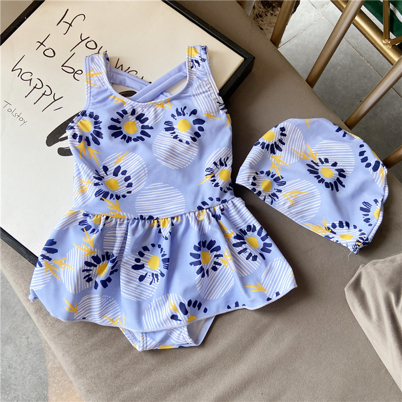 仙女范莫奈风新款i韩版儿童泳衣女童公主裙摆式泳衣小孩连体泳衣