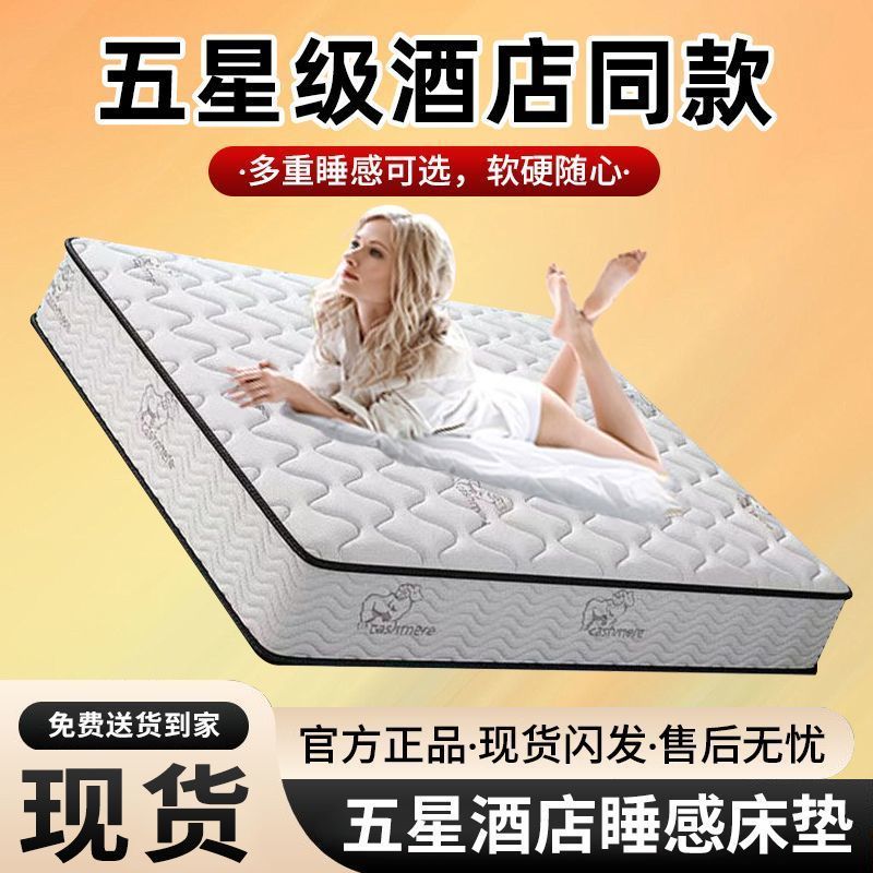 席梦思床垫家用卧室独立弹簧乳胶软垫22cm厚1.5米租房专用硬椰垫