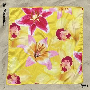 Le Poseidon原创设计仿真丝印花海边度假抹胸头巾出片神器y2k辣妹