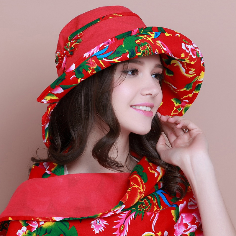 全手工帽子女防紫外线防晒盘扣