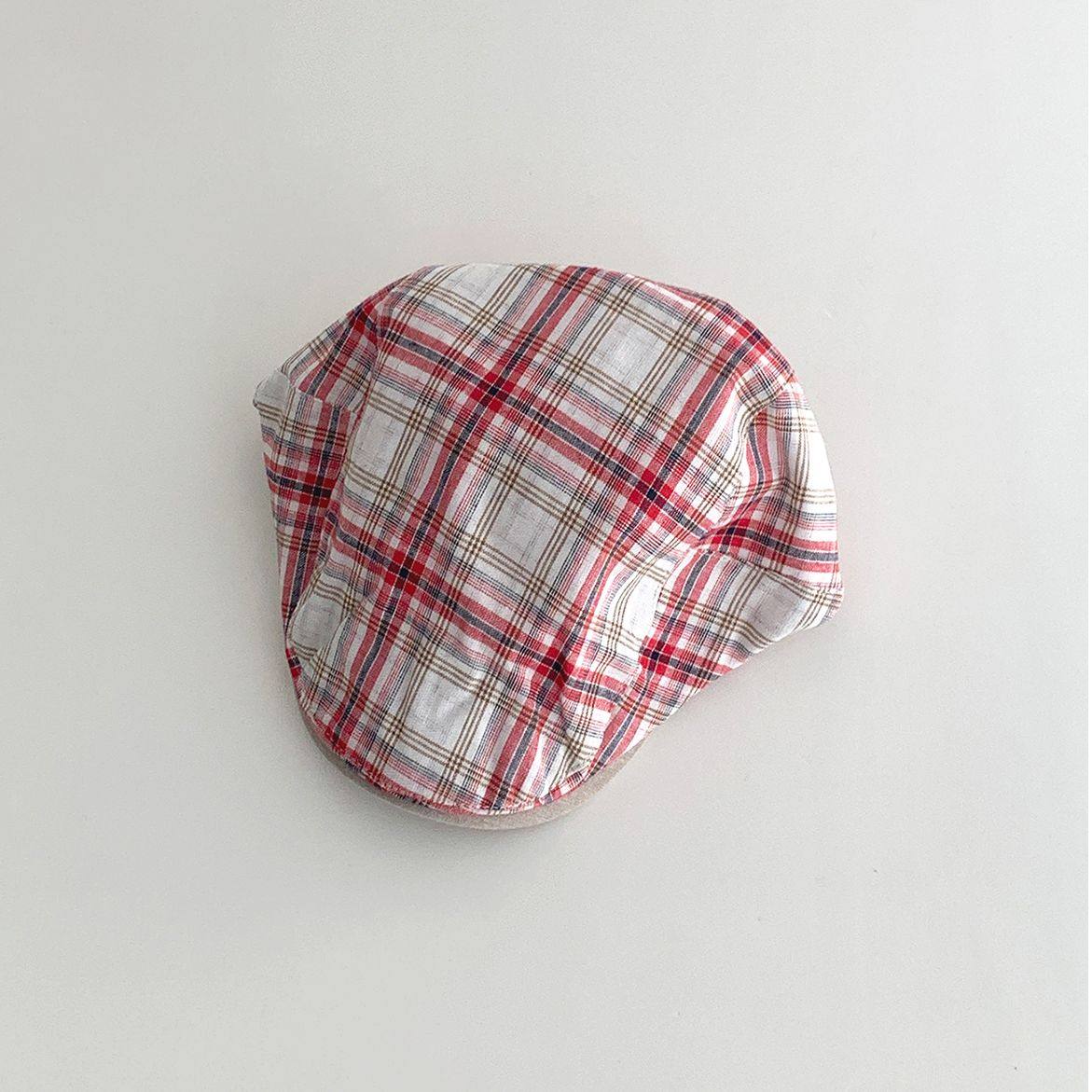 允旭/韩版春秋季英伦风格子贝雷帽男女款休闲百搭复古画家前进帽