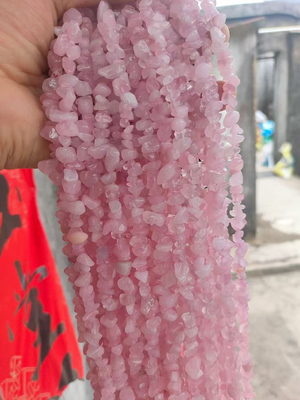 天然粉水晶碎石半成品长链diy手工编项链佛珠手链手串饰品配件