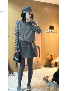 遇儿推荐【精纺羊毛公主半身裙敲有质感！】灰色半身裙20240184