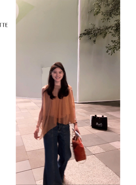 遇儿推荐【奶茶色超级温柔仿真丝邹】气质时尚上衣20250108