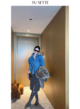 遇儿推荐【磨砂感皮裙极简风～】开叉半身裙20250243