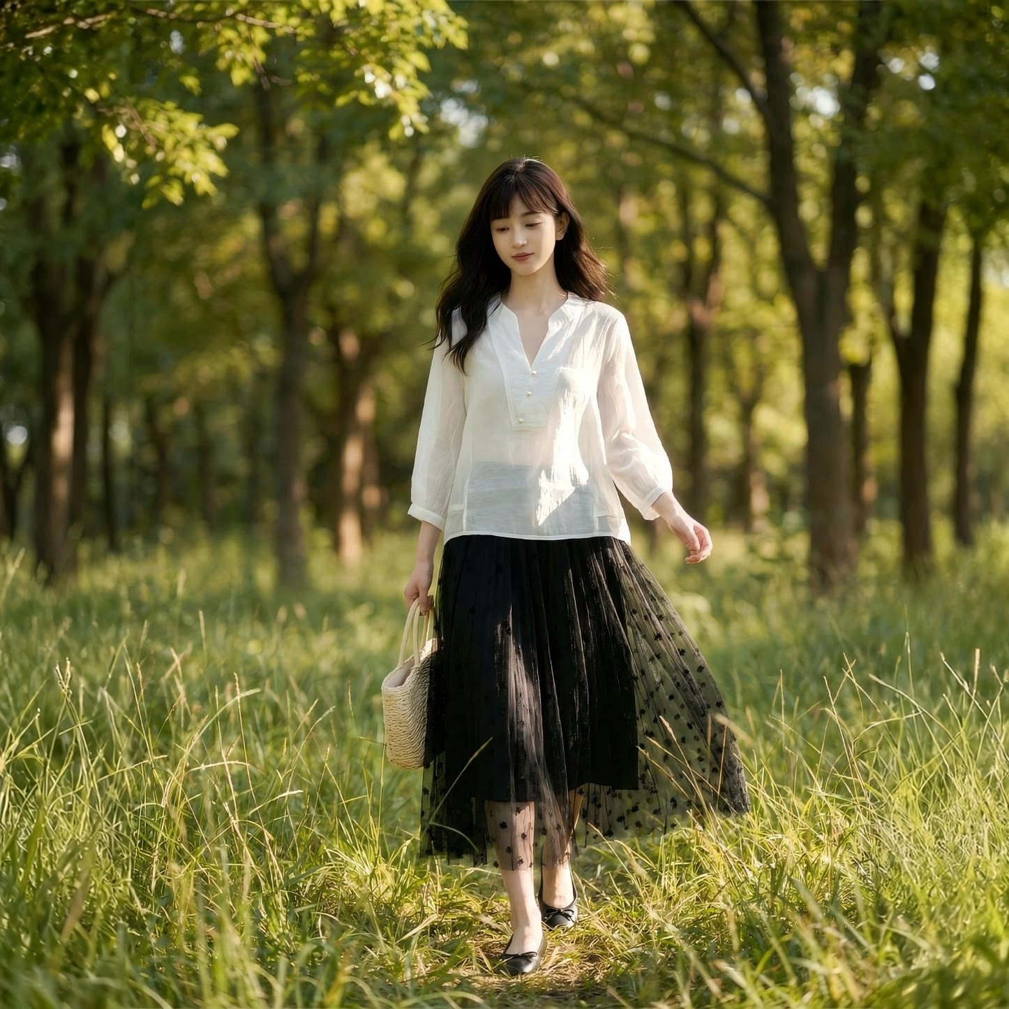 春夏韩系V领宽松遮肚衬衫