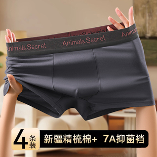 男生纯棉抗菌四角平角裤 男式 黑色大码 宽松短裤 男士 衩2025新款 内裤