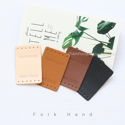 叉子手工皮标牌韩式包布袋皮装饰
