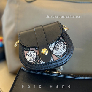 迷你口红包皮配件套装 女包头层手缝布包材料皮配件 单肩斜跨链条款