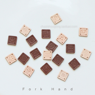 叉子手工拼布钩针包配件头层皮正方形皮标围巾帽子装饰材料