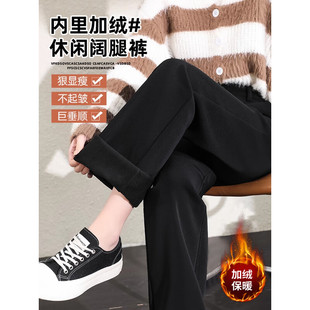 李宁裤子女生运动加绒裤2025秋冬新款卫裤休闲直筒女生保暖长裤子