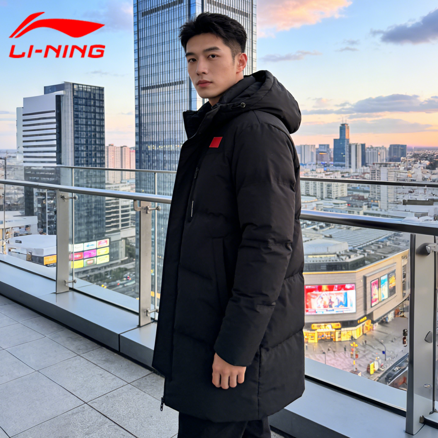 李宁羽绒服男款冬季中长款2025新款青少年鸭绒新国标旗款官方正品