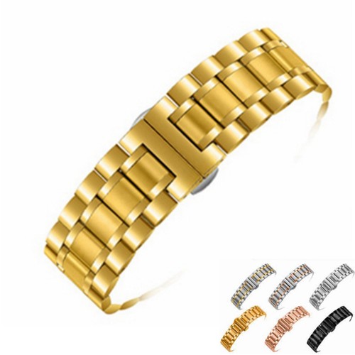 平口不锈钢手表链男士女金色金属