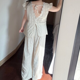 夏新款 300斤宽松镂空睡衣女两件套装 性感漏背家居服a 胖mm2 加大码