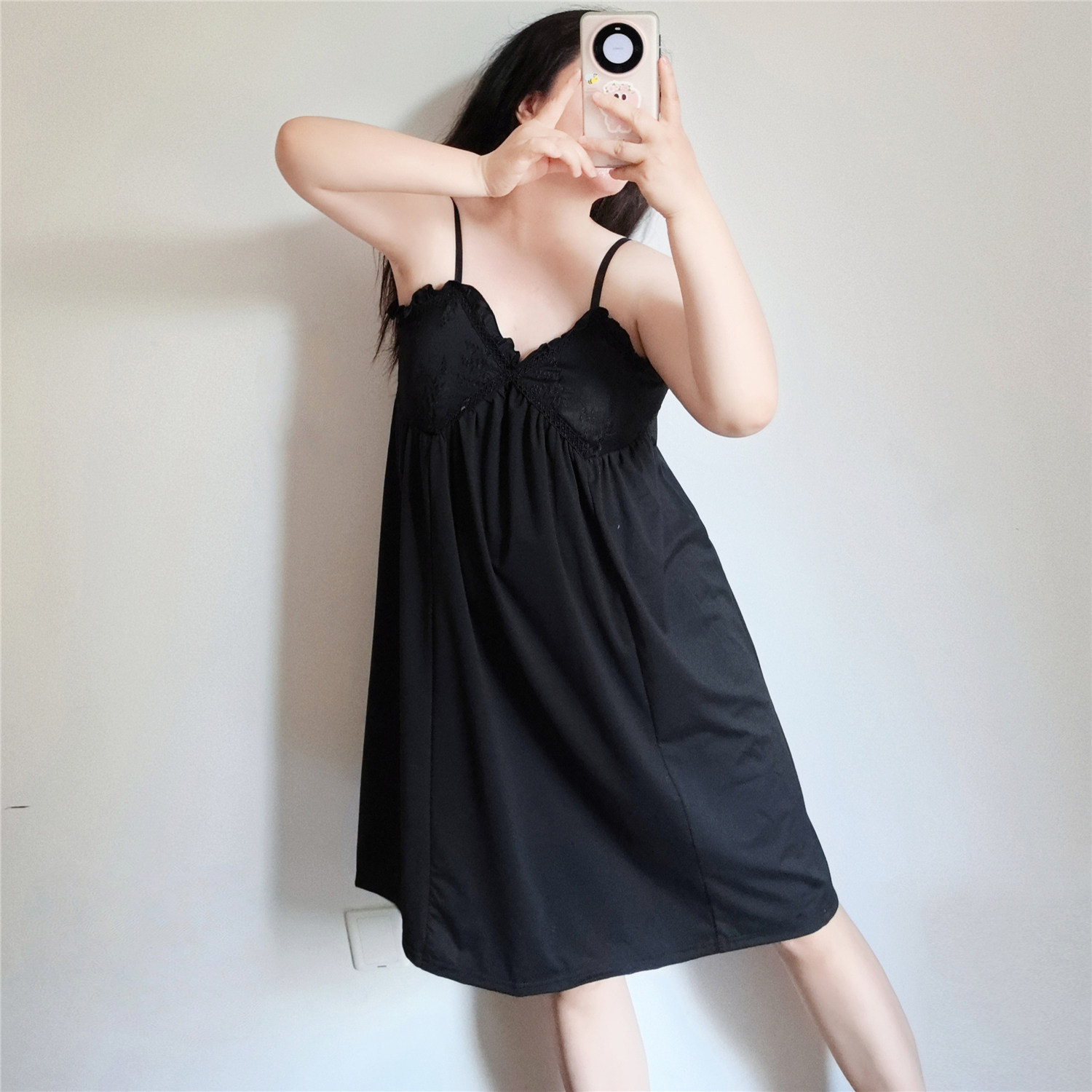 特大码胖mm200斤纯欲风吊带睡裙a女夏季薄款无袖简约家居服带胸垫