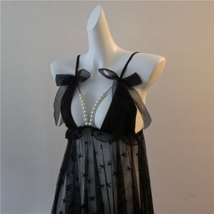 200斤大码 胖mm性感睡衣女珍珠吊带蕾丝纯欲风吊带睡裙女私房内衣